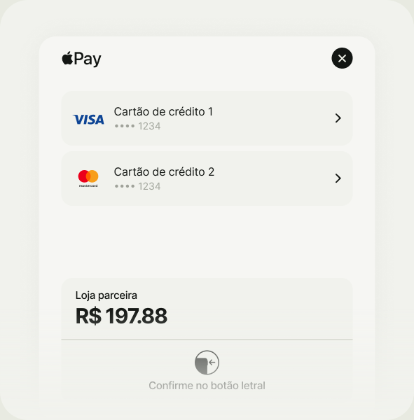 Tela de pagamento com Apple Pay